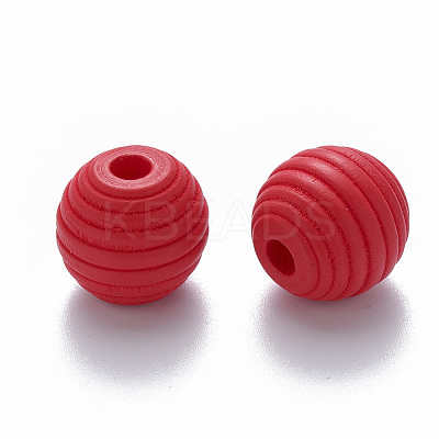 Painted Natural Wood Beehive European Beads WOOD-Q040-019A-A07-1