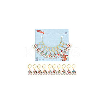 10Pcs Alloy Rhinestone Pendant Stitch Markers HJEW-NB00049-1