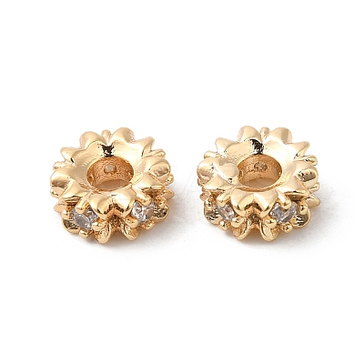 Brass Micro Pave Cubic Zirconia Spacer Beads KK-P234-39G-1