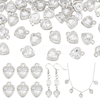 100pcs Clear Cubic Zirconia Alloy Charms ZIRC-PH0001-10-1