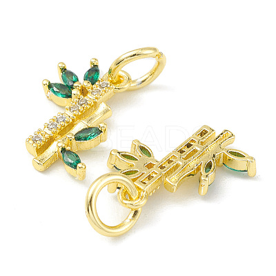 Rack Plating Brass Pave Cubic Zirconia Charms KK-G464-08G-1