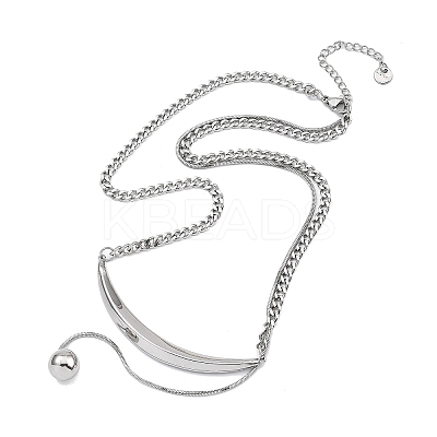 Moon & Round 304 Stainless Steel Pendant Necklaces LS-NJEW-P318-02P-1