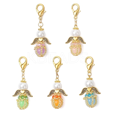 Luminous Acrylic & Handmade Glass Seed Beaded Pendants Decorations HJEW-MZ00379-1