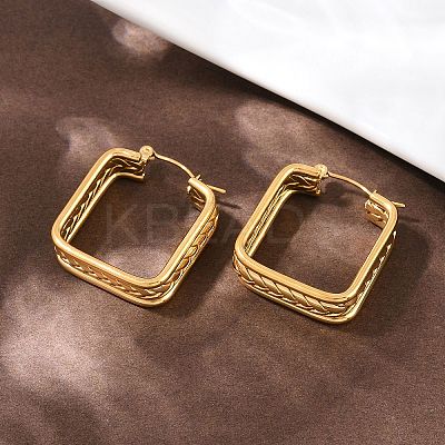 304 Stainless Steel Square Hoop Earrings EJEW-I320-27G-01-1
