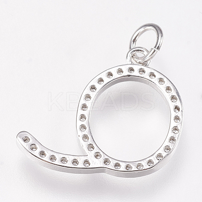 Brass Micro Pave Cubic Zirconia Letter Pendants ZIRC-A010-Q02-1