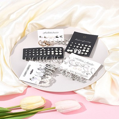 5 Sets 5 Styles Alloy & Plastic Pearl & Acrylic & Rhinestone Earring Sets EJEW-FS0001-24-1