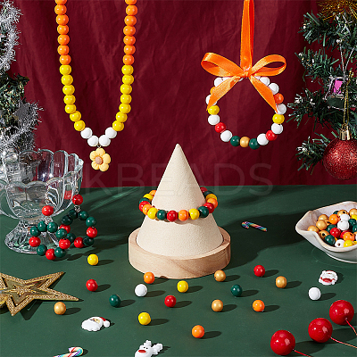 300Pcs 6 Colors Spray Painted Wood Beads WOOD-PH0002-54-1