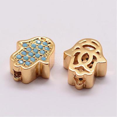 Brass Micro Pave Cubic Zirconia Beads ZIRC-K057-04G-NR-1