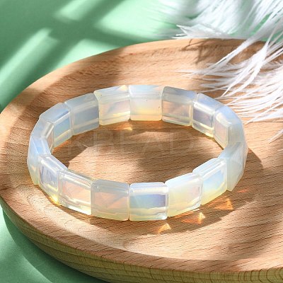 Square Opalite Beads Stretch Bracelets for Women Men BJEW-C097-06X-1