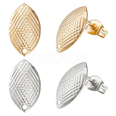 40Pcs 2 Colors 304 Stainless Steel Stud Earring Findings STAS-BBC0002-06-1
