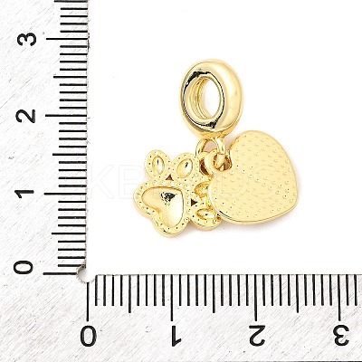Brass Pink Enamel European Dangle Charms KK-F904-16G-1