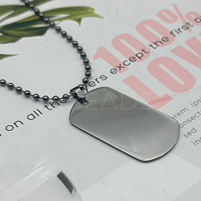 304 Stainless Steel Blank Military Dog Tag Pendant Necklaces LS-JF4506-3-1