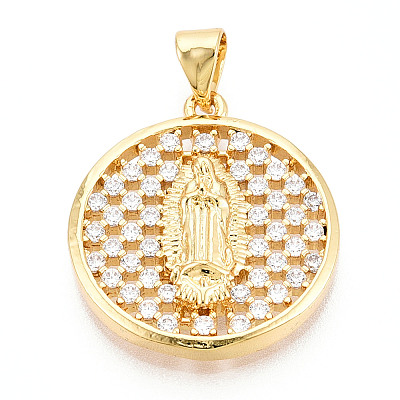 Brass Micro Pave Cubic Zirconia Pendants KK-N268-06G-1
