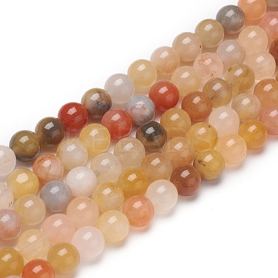 Natural Golden Silk Jade Beads Strands G-L555-05-6mm-1