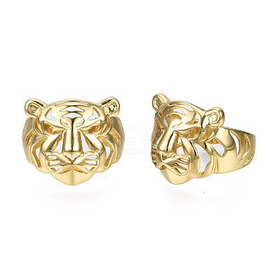 Brass Tiger Open Cuff Ring RJEW-N037-018-1