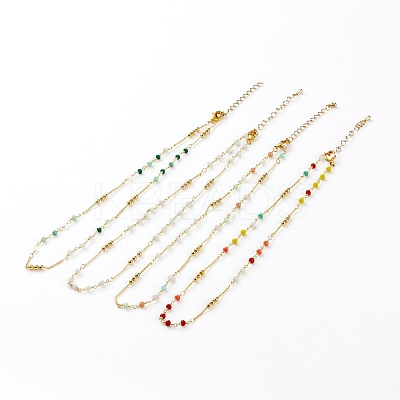 Faceted Glass Beaded Necklaces NJEW-JN03278-1