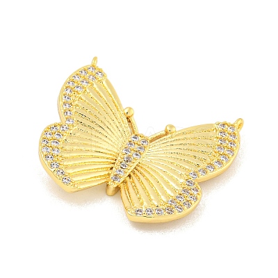 Rack Plating Brass Micro Pave Clear Cubic Zirconia Pendants KK-K341-69G-1
