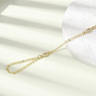 Brass Micro Pave Cubic Zirconia Mittens Bracelets BJEW-C156-01G-03-1