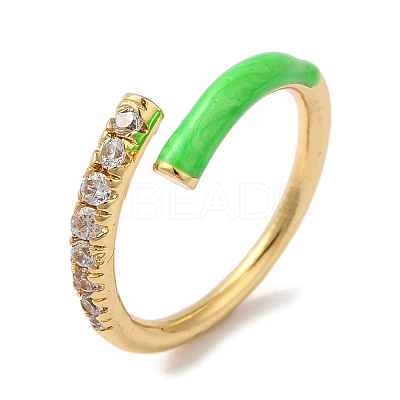 Rack Plating Brass Cubic Zirconia Open Cuff Rings for Women RJEW-S407-04C-1