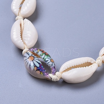 Adjustable Cowrie Shell Beaded Necklace and Bracelets Jewelry Sets SJEW-JS01019-1