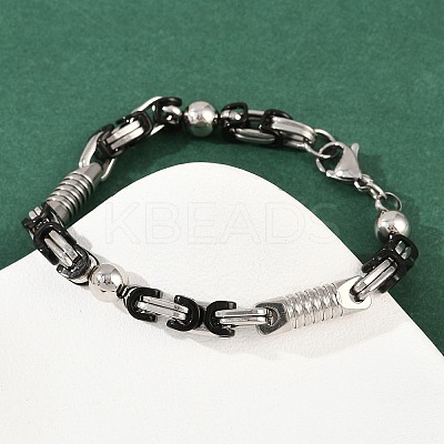 201 Stainless Steel Byzantine Chain Bracelets for Women BJEW-B143-09EBP-1