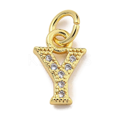 Initial Letter Brass with Cubic Zirconia Charms KK-Q814-26Y-G-1