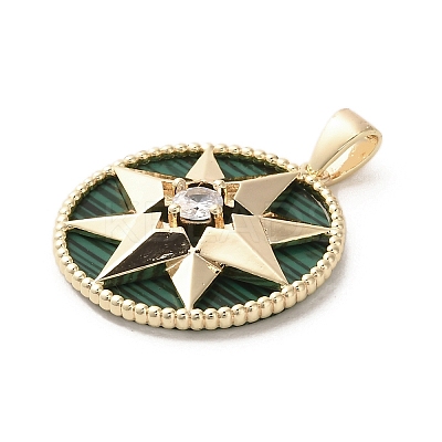 Brass Micro Pave Clear Cubic Zirconia Pendants KK-P260-30G-1