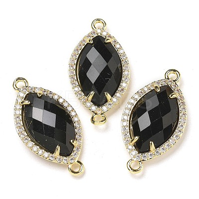 Natural Obsidian Faceted Horse Eye Connector Charms G-G181-07G-08-1
