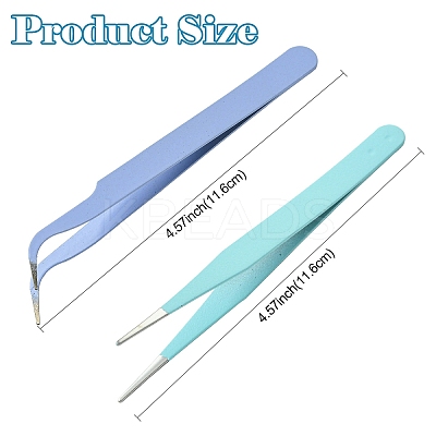 6Pcs 6 Colors Stainless Steel Tweezers DIY-YW0009-73-1