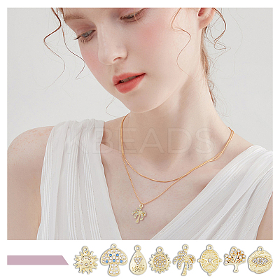 48Pcs 8 Styles Rack Plating Alloy Charms FIND-DC0002-78-1