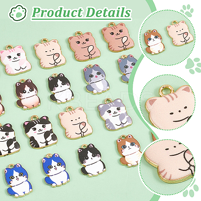 20Pcs 10 Styles Printed Alloy Pendants FIND-PH0021-07-1
