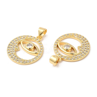 Brass Micro Pave Clear Cubic Zirconia Pendants ZIRC-L103-026G-1