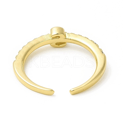 Clear Cubic Zirconia Initial Letter Open Cuff Ring RJEW-H120-09G-S-1