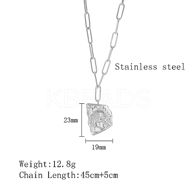 304 Stainless Steel Girl Shape Pendant Necklaces WT7593-2-1