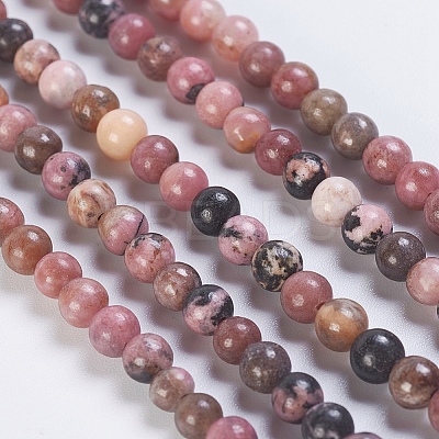 Natural Rhodonite Beads Strands G-K254-04-4mm-1