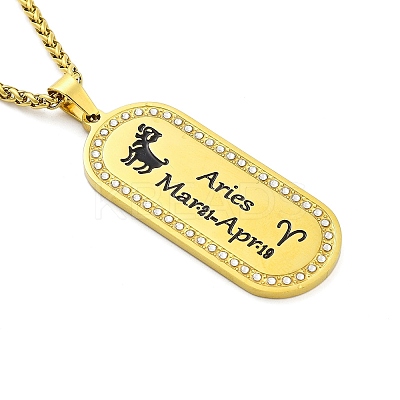 Constellation 304 Stainless Steel Micro Pave Clear Cubic Zirconia Wheat Chain Pendant Necklaces for Women Men NJEW-U007-01A-1