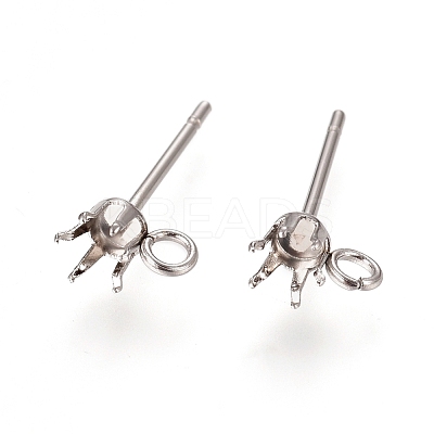 Non-Tarnish 304 Stainless Steel Post Stud Earring Settings STAS-L238-026F-P-1