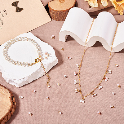 40Pcs 4 Colors Brass ABS Imitation Pearl Pendants KK-TA0001-73-1