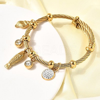 304 Stainless Steel Charm Bangles for Women BJEW-Z141-02G-1