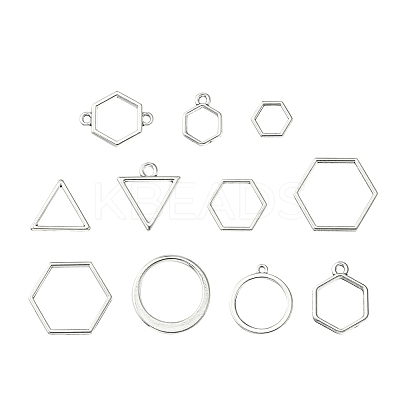 10Pcs Alloy Open Back Bezel Pendants and Links PALLOY-YWC0002-01AS-1