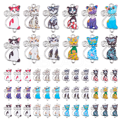 48Pcs 12 Colors Alloy Enamel Connectors Charms FIND-DC0007-22-1