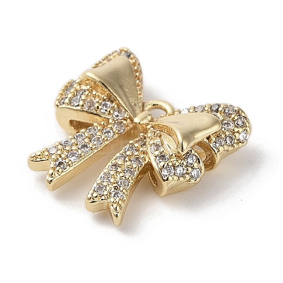 Brass Micro Pave Clear Cubic Zirconia Charms KK-G491-20A-G-1