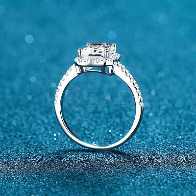 Rhodium Plated 925 Sterling Silver Micro Pave 5x7mm Cubic Zirconia Finger Rings for Women WG8E258-26-1