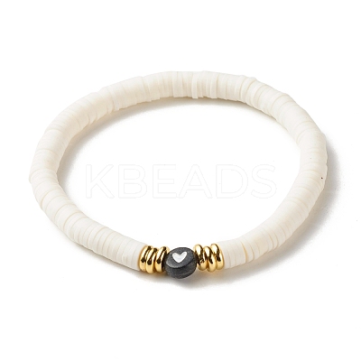 Heart Pattern Beads Stretch Bracelets Set for Women BJEW-JB07158-1