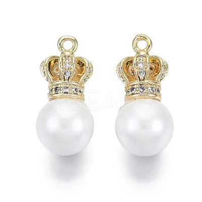 Brass Micro Pave Clear Cubic Zirconia Pendants KK-S348-562-NF-1