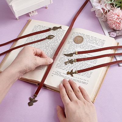 6Pcs Cowhide Leather Bookmark AJEW-HY00015-1