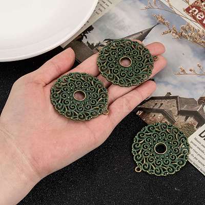 Flat Round Zinc Alloy Big Pendant PALLOY-R065-110-FF-1