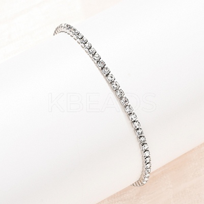 304 Stainless Steel Rhinestone Cup Chain Bracelets for Women BJEW-P376-01P-01-1