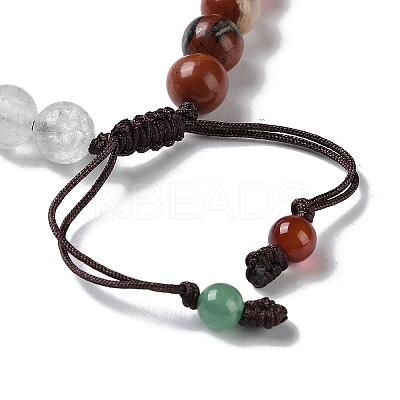 Round Natural Mixed Gemstone Braided Bead Bracelets BJEW-H239-02-1