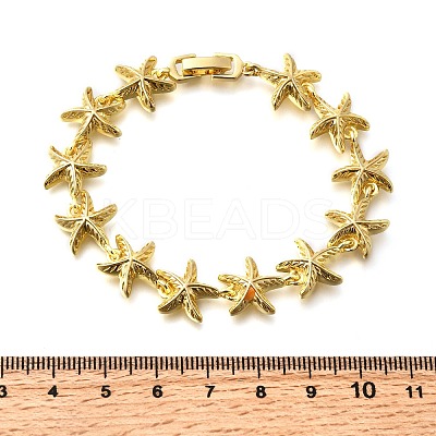 Summer Beach Brass Starfish Link Chain Bracelets BJEW-C118-04G-1